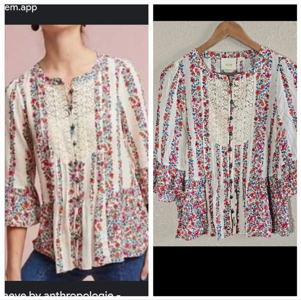 Maeve By Anthropologie Floral Lace Detail Blouse